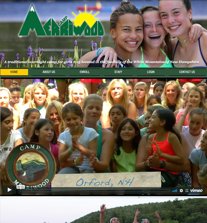 Camp Merriwood website, girls camp in New Hampshire on the lake