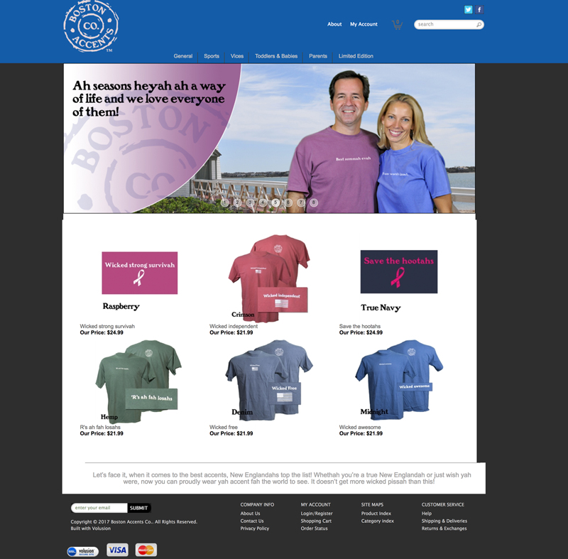 Boston Accents clothing company product website in Waterville Valley, New Hampshire