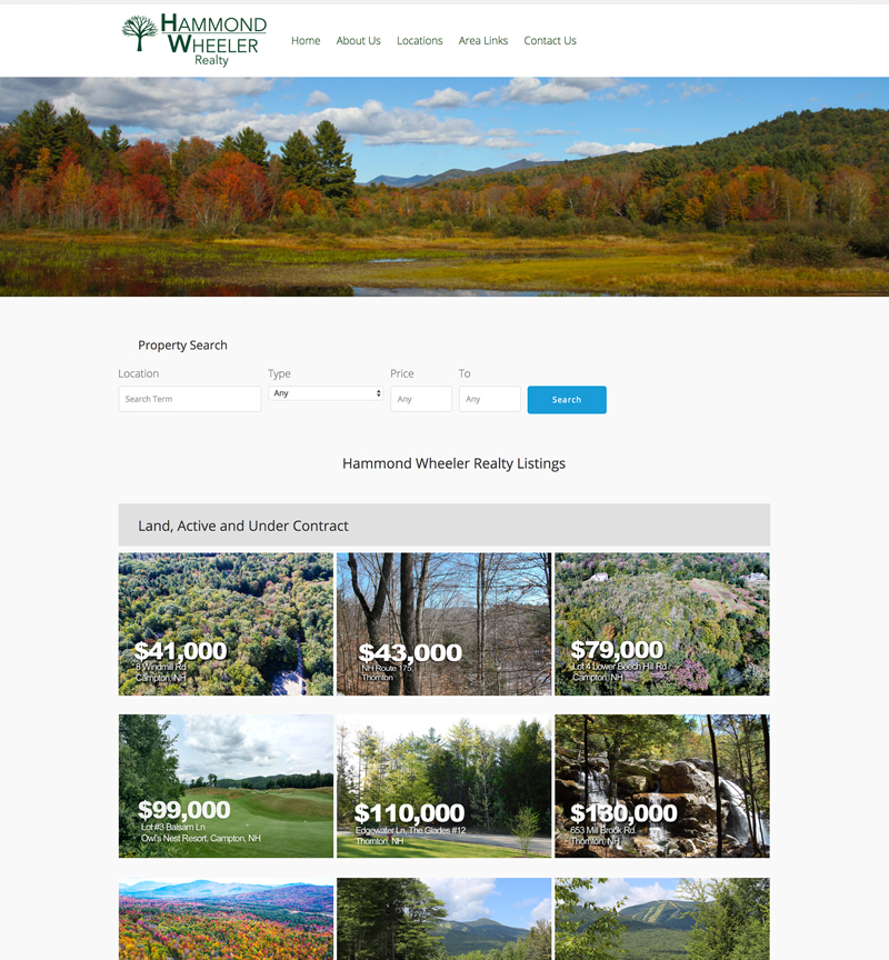 Hammond Wheeler Realty website in New Hampshire, drone videography and photography