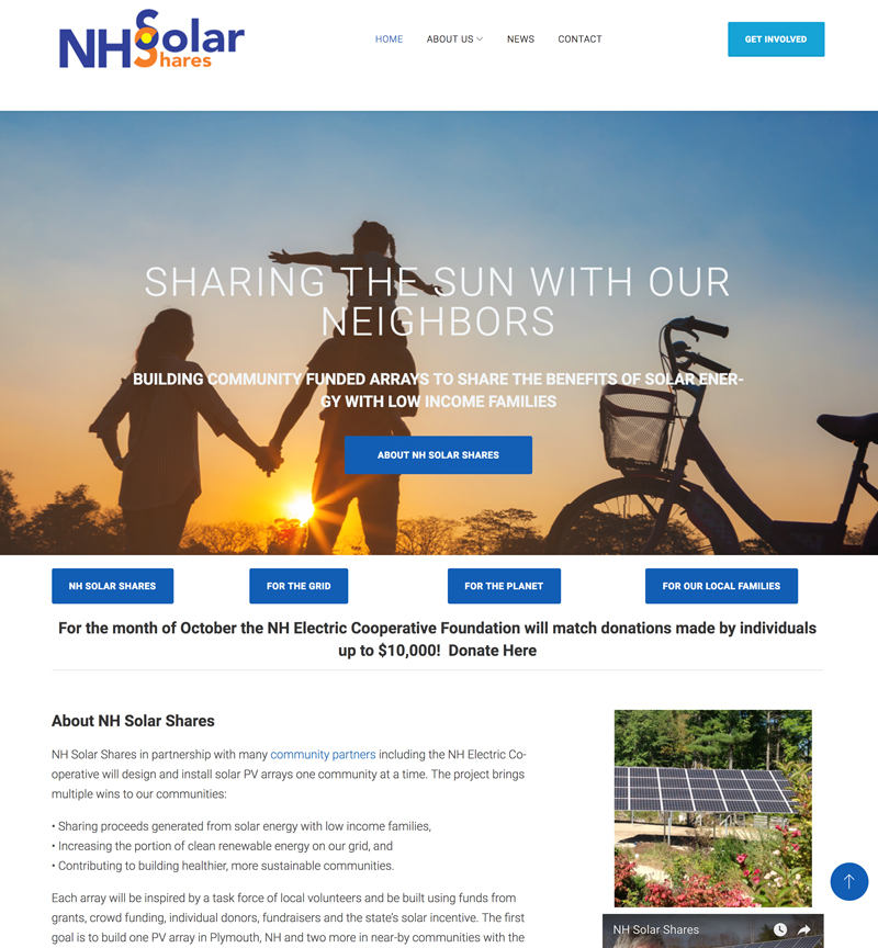 New Hampshire Solar Shares website by EVP Marketing and Media